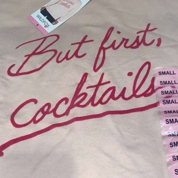 NWT Wildfox “But First Cocktails”, Sweatshirt, Size S and M - Picture 2 of 2
